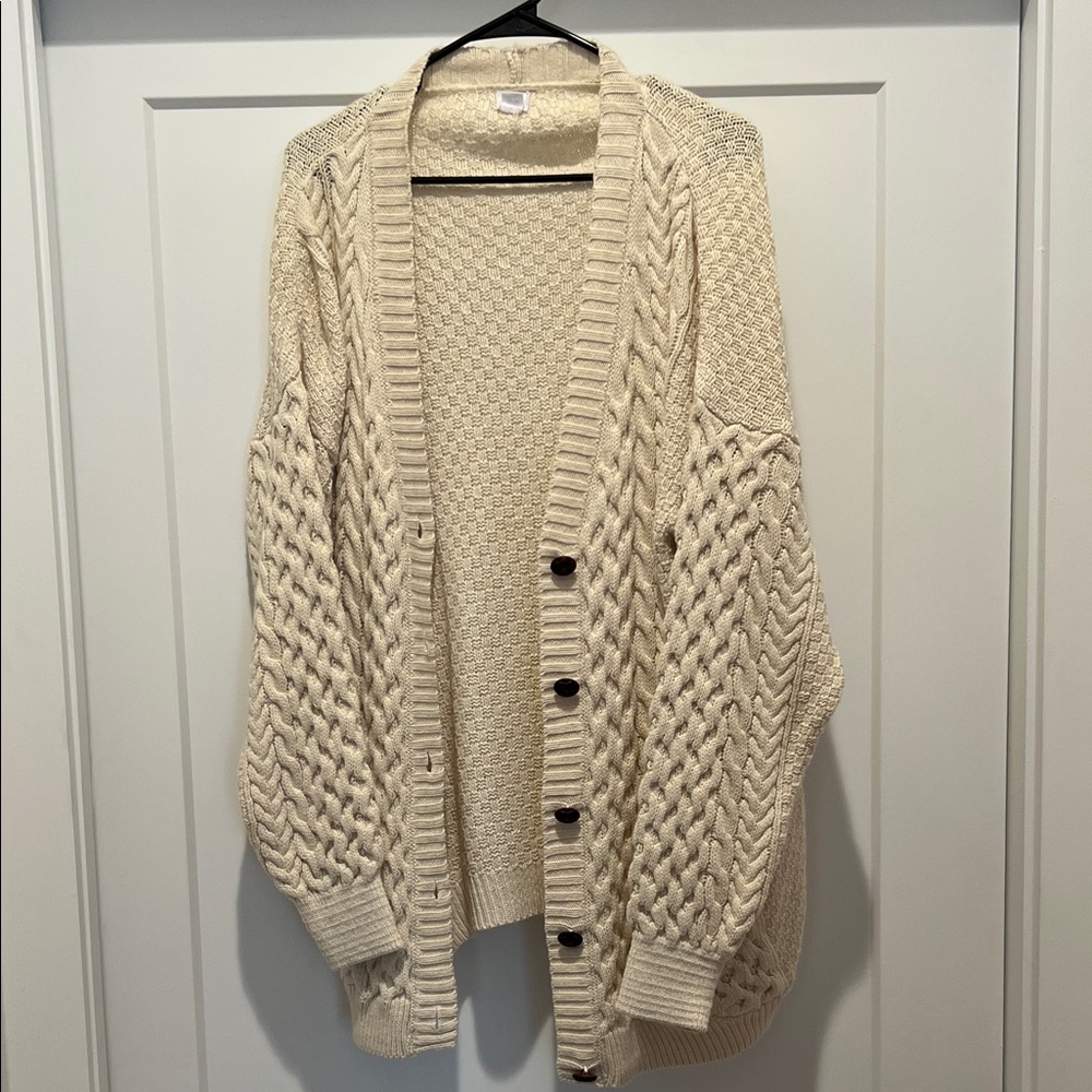 BDG Cream Knit Button-Up Cardigan